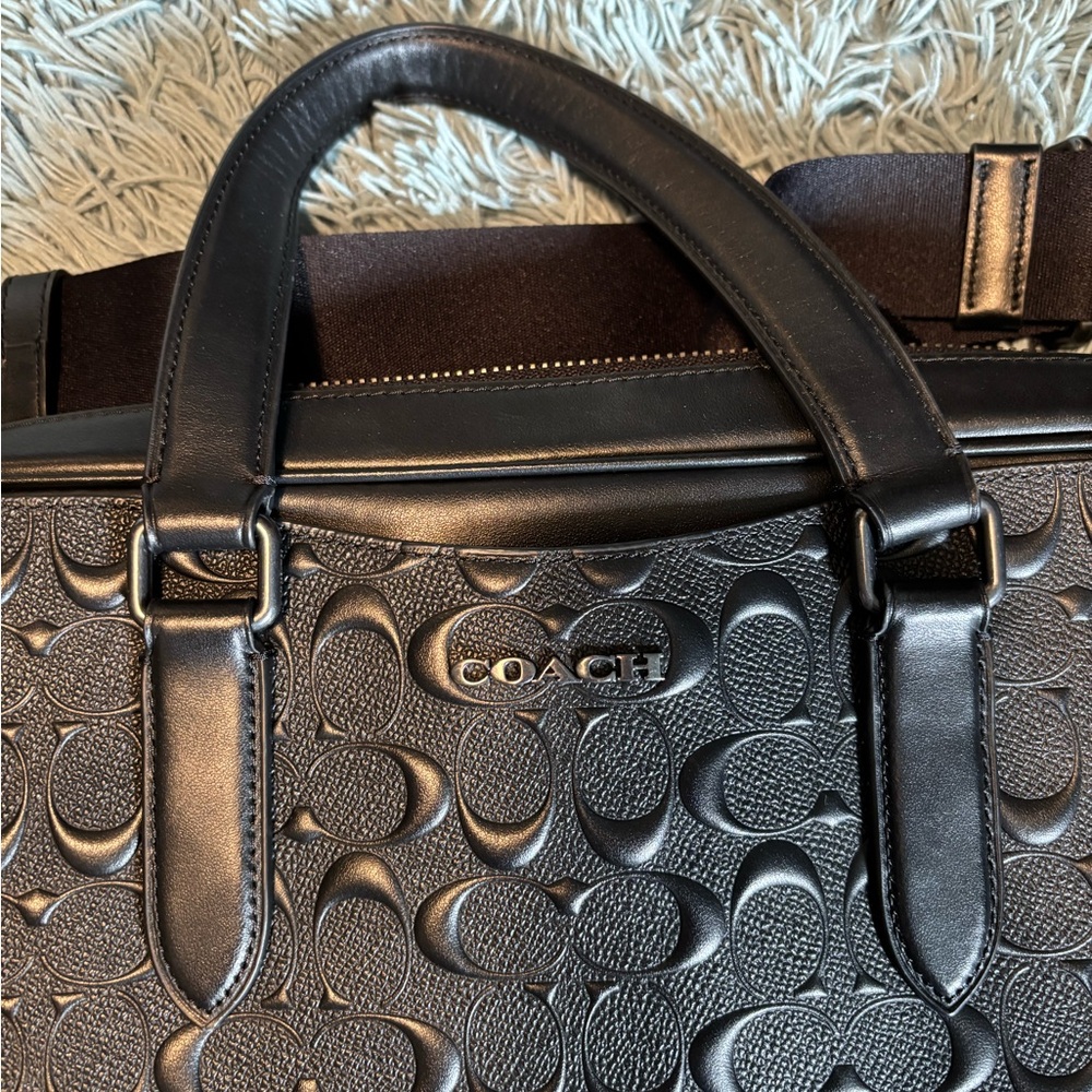 Coach Black Embossed Leather Briefcase - Picture 4 of 9